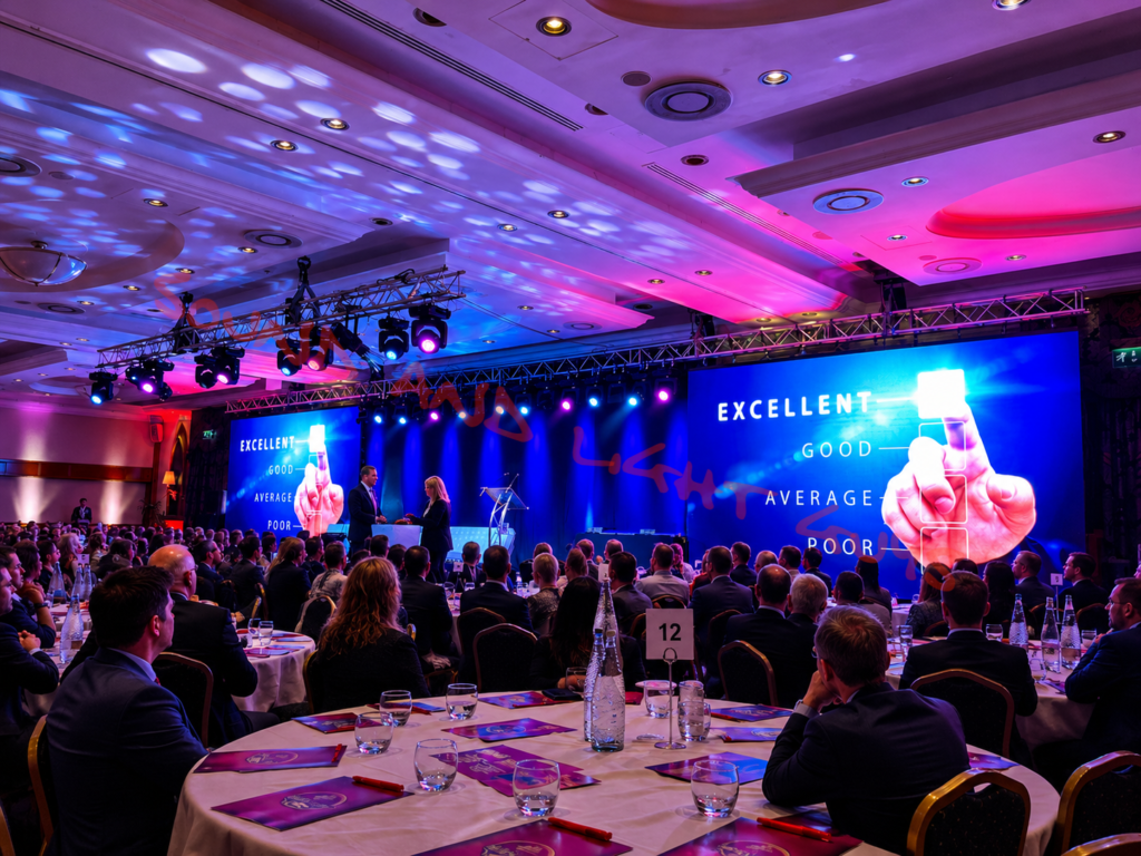 Corporate event production with AV, lighting and LED screens